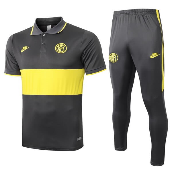 Polo Inter Milan Conjunto Completo 2019-2020 Gris Amarillo